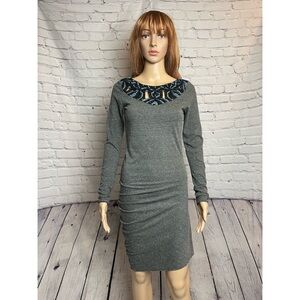 Free People Crochet Trim Asymmetrical Grey Dress Size S